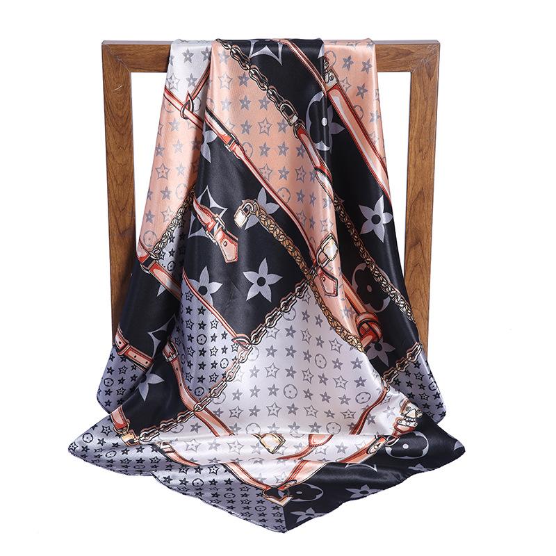 Gefleckter Satin Damen Frühling und Sommer Seidenimitat Schal Bedruckter Kleiner Quadratischer Schal Geschenk Europäischer und Amerikanischer Schal Stola