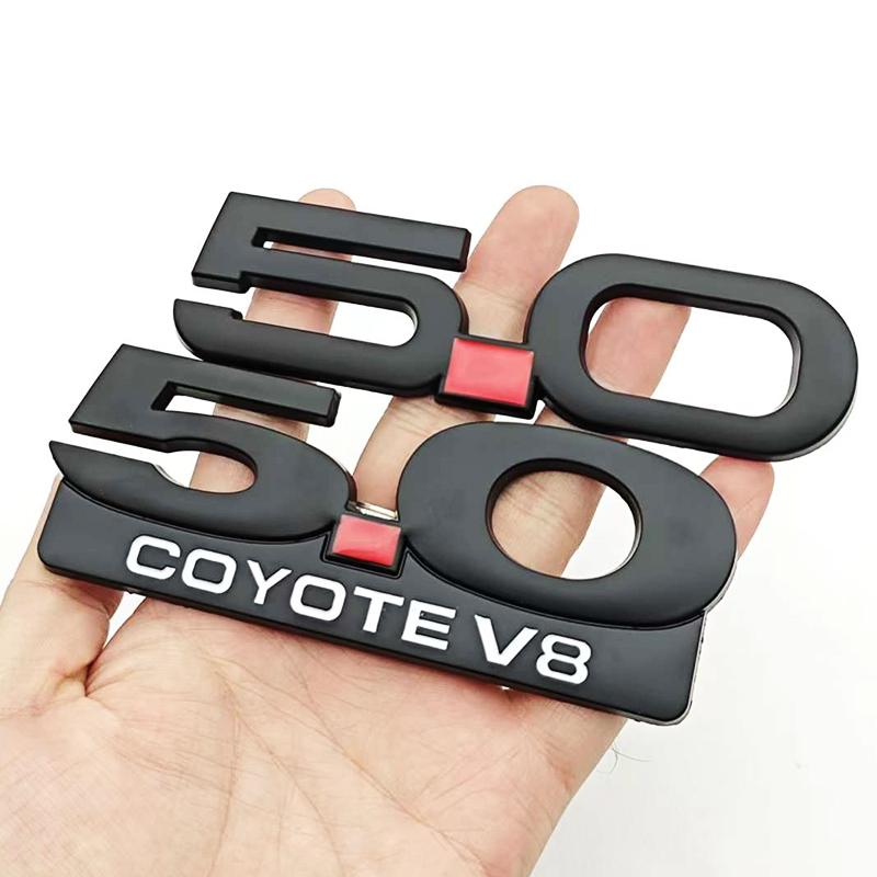 cjgnvt1 3D Metal Car Styling 5.0 COYOTE V8 Logo Badge Rear Trunk Emblem Fender Side Sticker For Ford Mustang GT SHELBY Auto Accessories