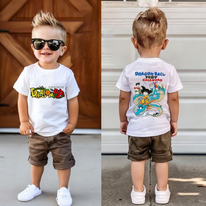 Dragon Ball T-shirt Boys Girls Clothes Fashion Goku Anime Figure Print Clothing Tops Kids Summer Breathable Tops Birthday Gift