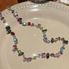 Candy Color Crystal Zircon Necklace, Sparkling Y2K Style, Rainbow Collarbone Chain, Jewelry Gift, Suitable for Eid Al-Fitr.