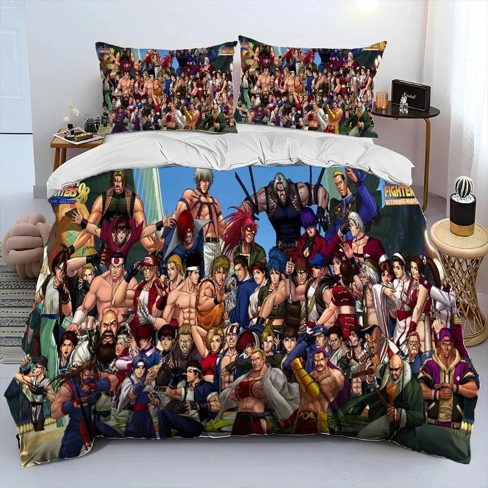 3D Print King Of Fighters Retro Game Bedding Set Duvet Cover Bed Set Quilt Cover Pillowcase Comforter King Queen Size Boys Adult