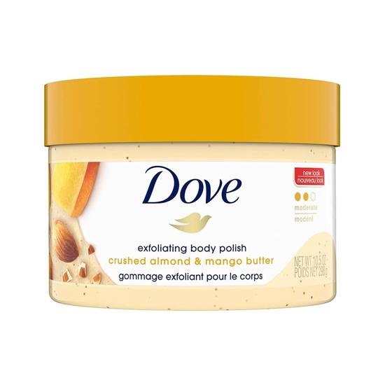

Dove Exfoliating Body Polish Scrub for Dry Skin with Crushed Almond and Mango Butterand Moisturizes to Reveal Instantly Soft, Smooth , 298g