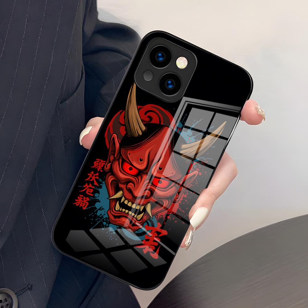 Samurai Mask Phone Case For IPhone 17 Pro Max 15 Pro 16 14 Plus 12 13 Mini 11 Pro Shockproof Glass Cover
