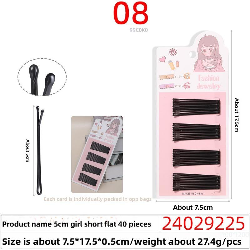 Black Steel Wire Hair ClipsHair Accessories Flow-painted One-piece Clips Small Hair Clips for Girls' Broken Hair