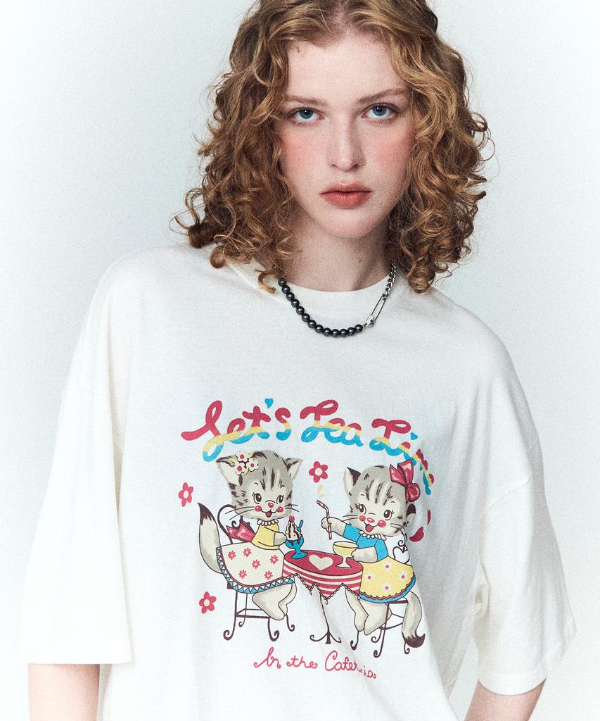 CPGN STUDIO Cats Cats Short Sleeve T-Shirt Star White