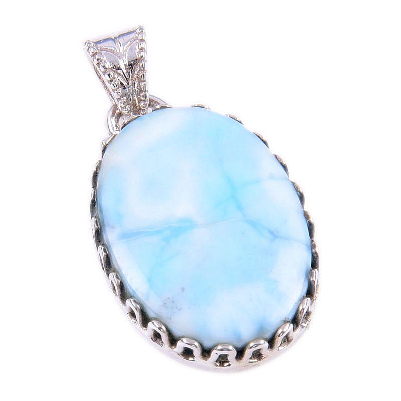 Natural Republic Larimar Gemstone 925 Solid Sterling Silver Pendant 1.25'' g3p49