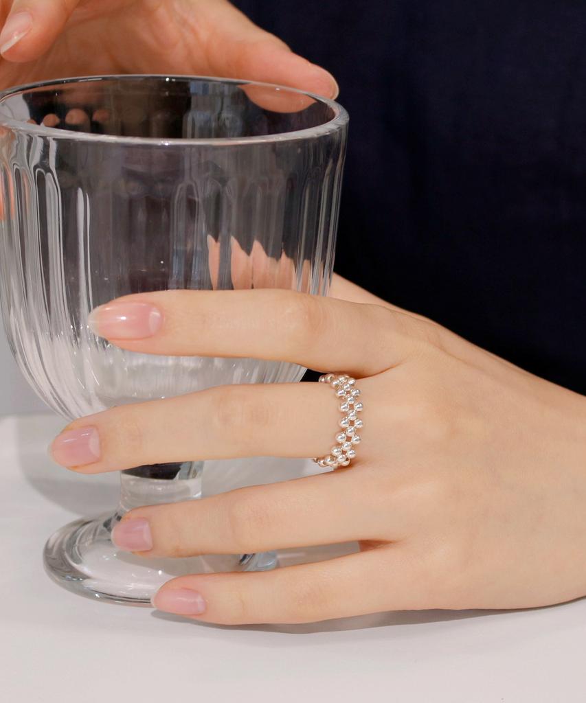 47Bag 925 Silver Silver Ball Lace Ring Tessa