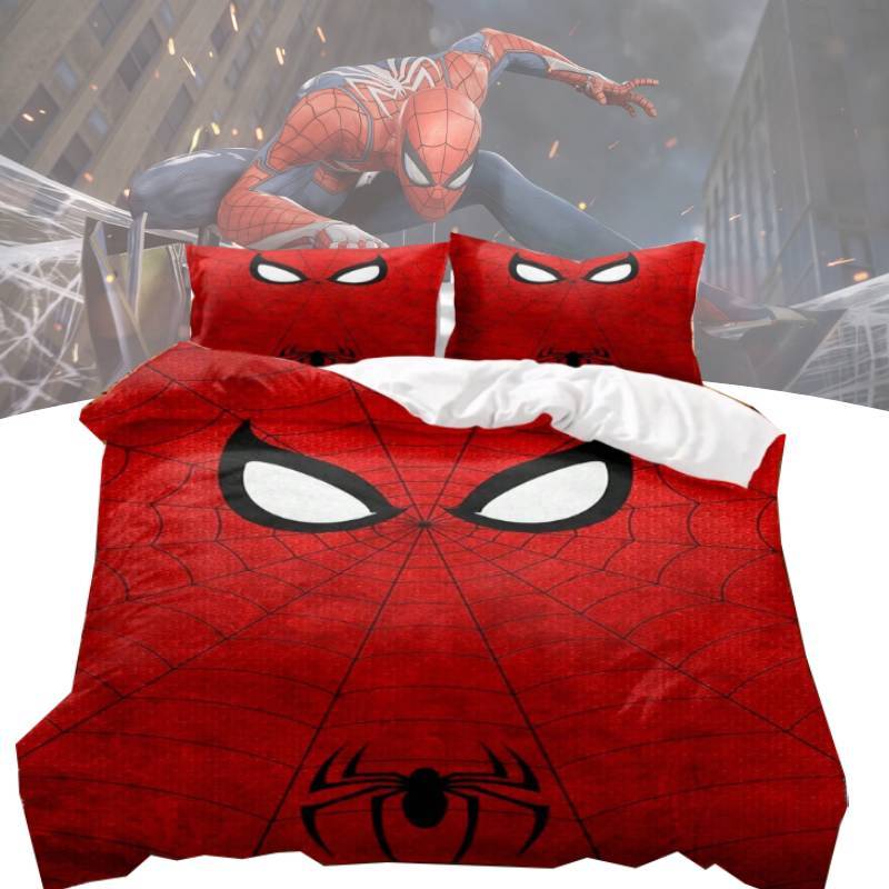 Spiderman Printed Bed Set With Reactive Dyeing And Brushed Fabric For Bedroom Decor