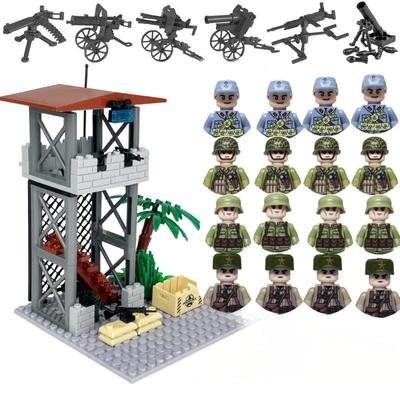 Série WWII Vojenská Bojiště Strážní věž Velitelské stanoviště Scéna Stavební kostky Hračky
