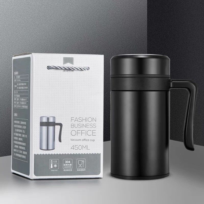 450ml Large Capacity Thermos Cup 304 Stainless Steel Business Office Water Cup with Handle