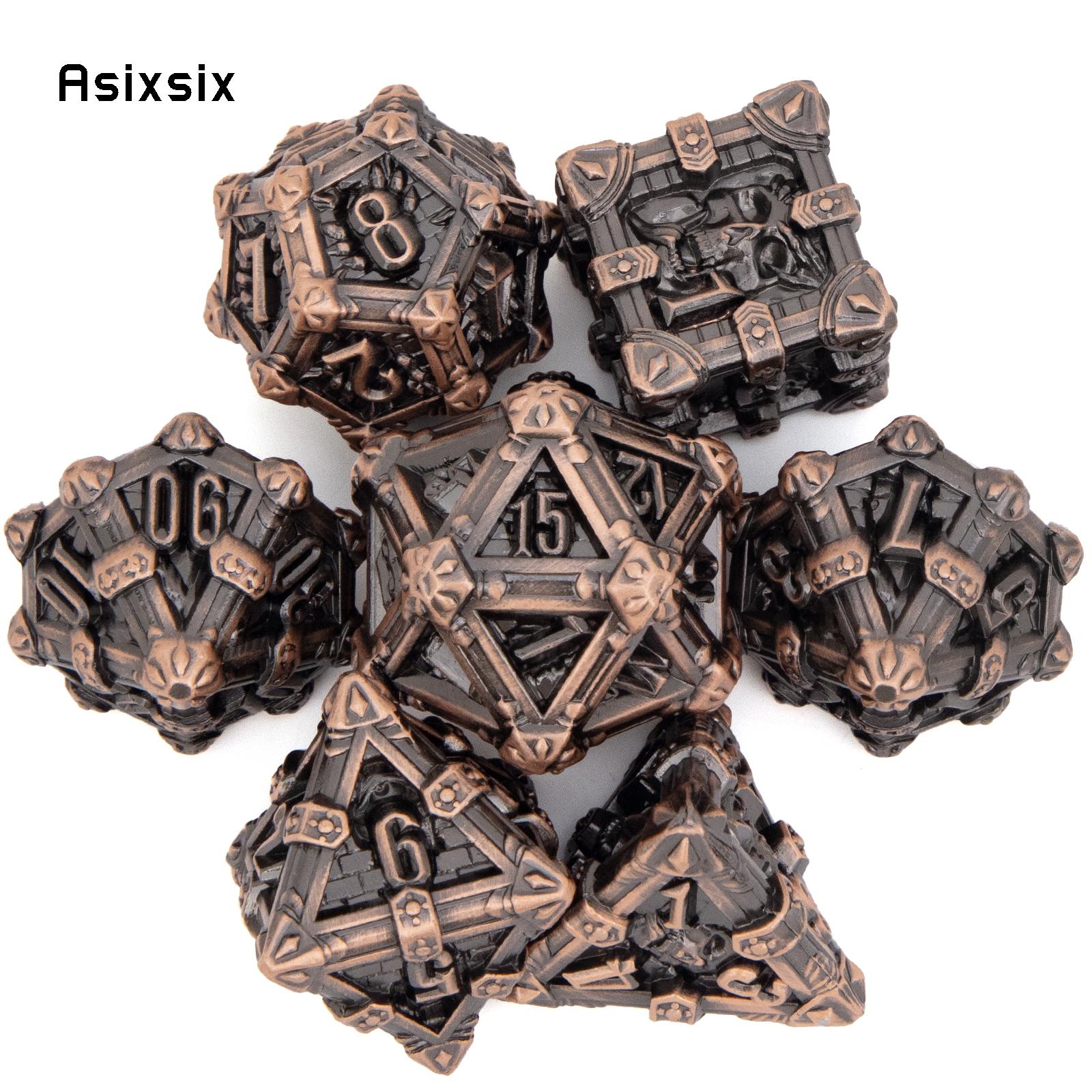 Metal Dice Perfect for Tabletop Rpgs and Card Games 7 Pcs Yellow Black Skull Dice Solid Metal Polyhedral Dice Role-Playing RPG