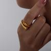 316L Stainless Steel Rings For Women 18k Gold Plated Waterproof Non Tarnish Simple Geometric Women's Opening Ring Woman Jewelry