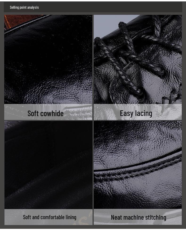 Men's Large Size Leather Business Shoes - Soft Sole, Non-Slip, Lace-Up, Ideal for Middle-Aged and Elderly.