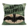 Linen Blend Throw Pillow Covers 45x45cm Vintage Halloween Scaredy Cats Pumpkins Home Decor Pillowcase Square Cushion Covers