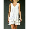 QICED Women's Fashion Summer Spring Sleeveless V-Neck Solid Color Print Casual Dresses Casual Chic