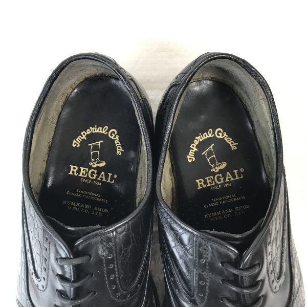 REGAL/Imperial Grade Premium Goodyear Leather Straight Tip Shoes/25.0E/Black/Business/Dress(USED)