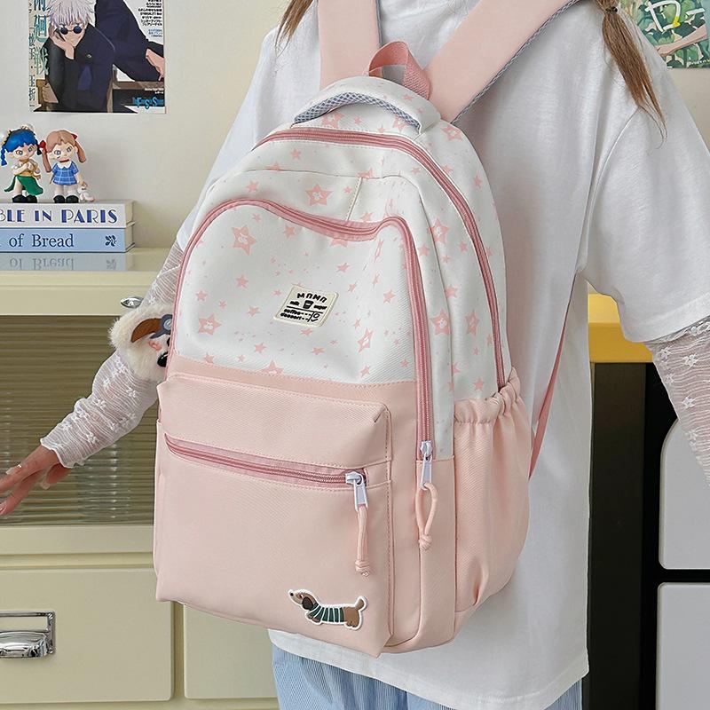High-value schoolbag female student large-capacity Mori printed backpack cute junior high school student spine protection student backpack