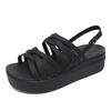 Women S Brooklyn Strappy Low Wedge Heel SandalS SlipperS Black 206751 001
