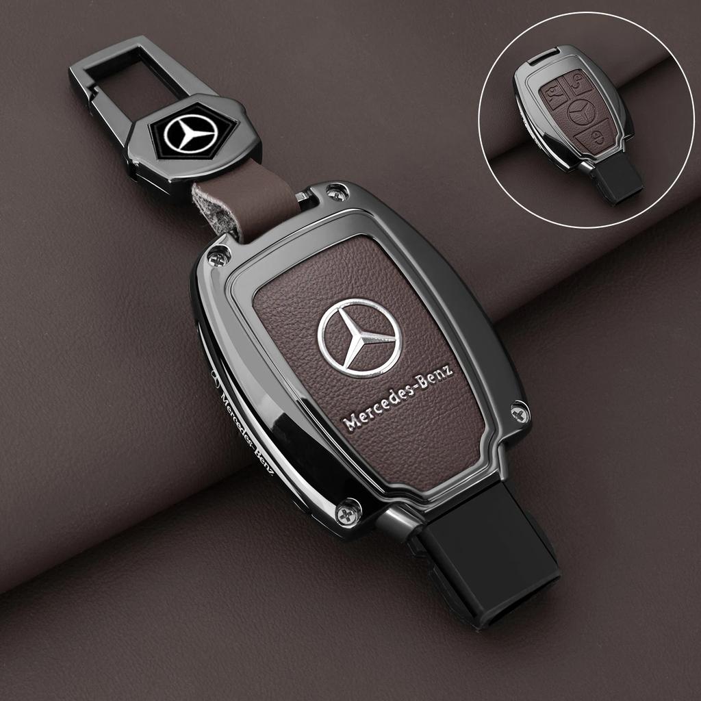 Zinc Alloy Leather Car Key Case Cover Shell Holder Protector For Mercedes Benz A B C S Class AMG GLA CLA GLC W176 W221 W204 W205