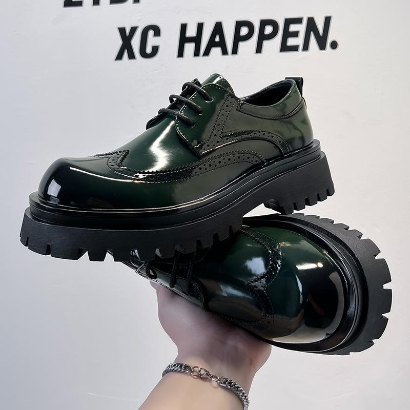 Big head leather shoes men's platform heightening British Derby business dress Brock wedding groom shoes 1803-A