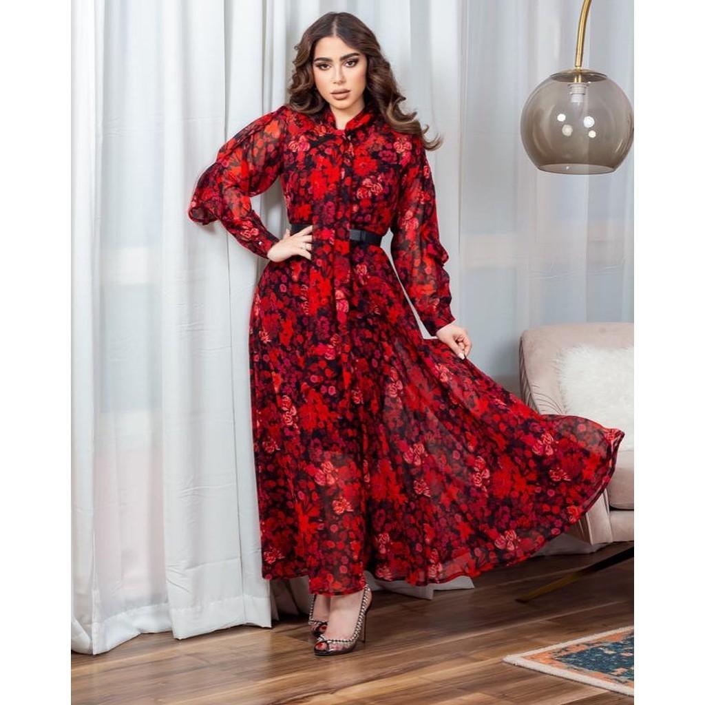 

Women Elegant Long Sleeves Floral Print Kaftan Middle East Bride Bridesmaids Wedding Long Dress Gorgeous Party Maxi Ball Gowns