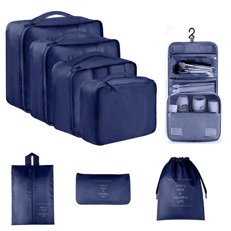 Seven-Piece Travel Storage Set: Wash Bag, Clothes, Underwear Organizer & Folding Sub-Pack