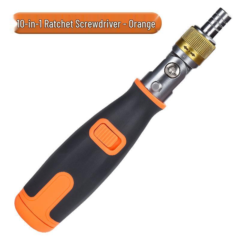 10-in-1 Multi-Angle Ratchet Screwdriver Set with Hidden Bits Standard оранжевый
