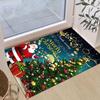1pc Christmas Themed Rug, Santa Claus and Christmas Tree Print, Bedside Carpet, Non slip Laundry Room Mat, Machine Washable Water Absorbing