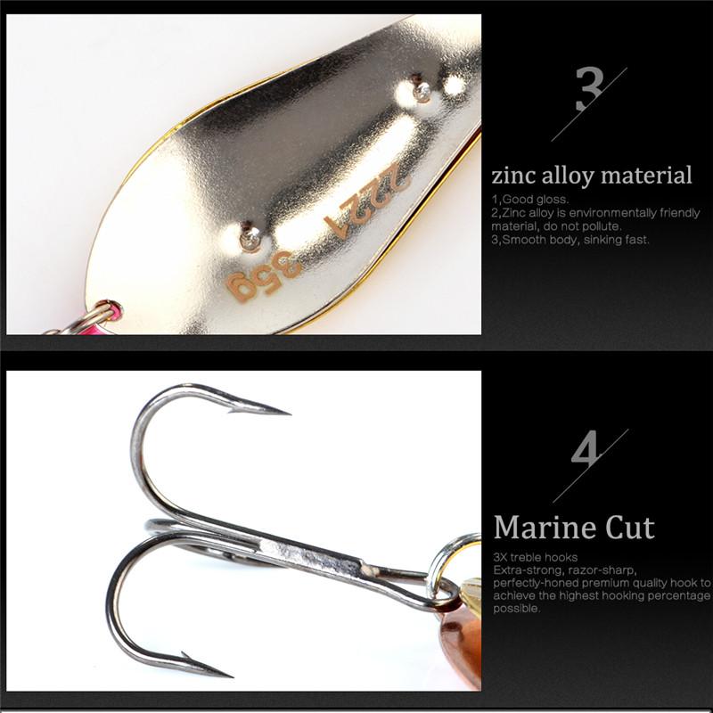 FTK 1PC 8 Farben Löffel Fischerei Köder 21g/27g/35g Mit Drillinge Bass CrankBait löffel Kurbel Köder