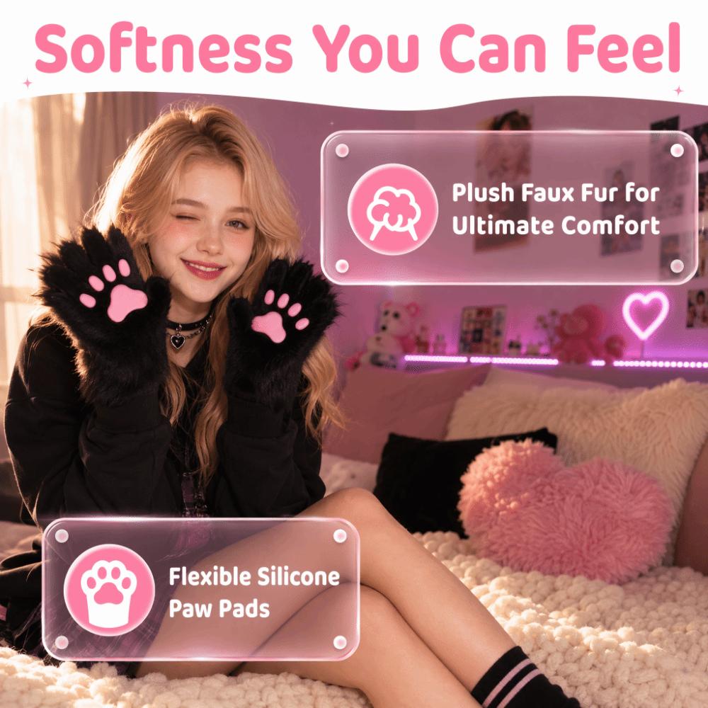 Cartoon Lange Haare Pfoten Handschuhe Silikon Weiches Polster Pelzig Fursuit Kigurumi Handschuhe Cosplay Kostüm