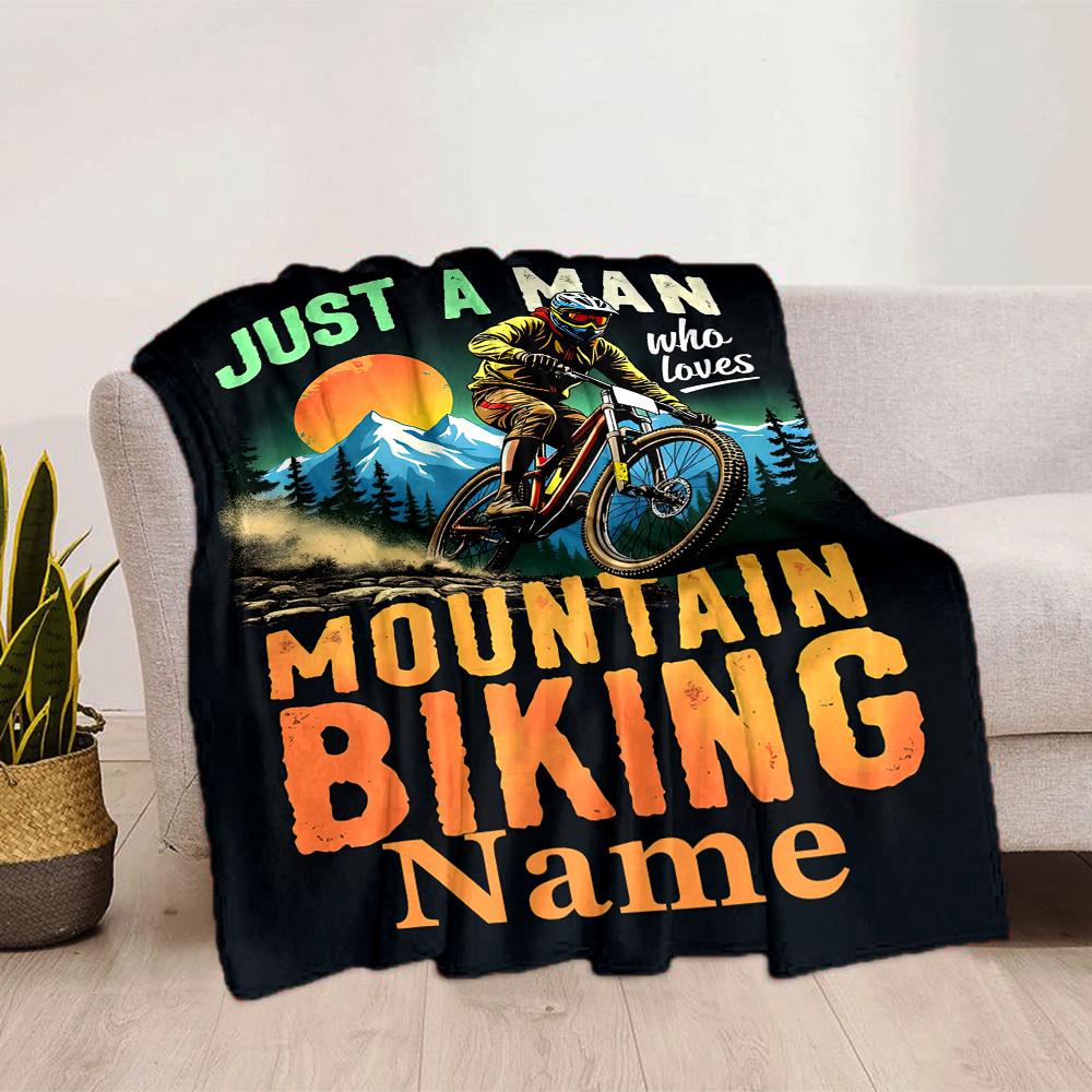 Mountain Biking Adventure Home Customize Your Name Blankets Comfortable Soft Lightweight Allseason Multipurpose Blanket For Picnics Sofas Offices Beds