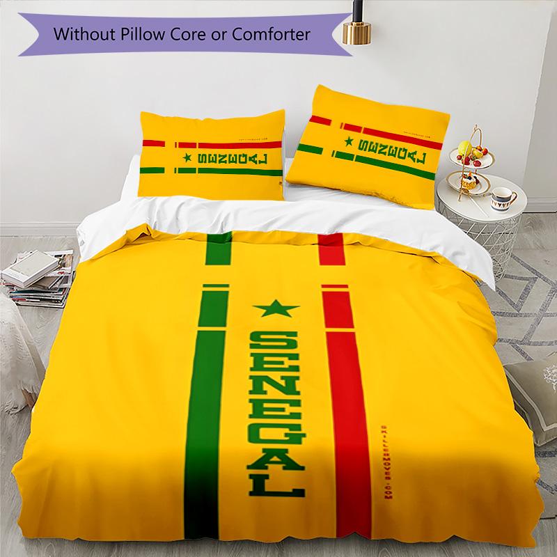 Senegal 3pcs Bedding Set Duvet Cover Closure Includes 1 Duvet Cover & 2 Pillowcases for All Seasons Bedroom Home Dorm Decor