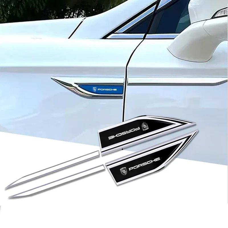 2 Pezzi Emblema Distintivo Adesivi Ala Laterale Parafango Auto 3D Per Porsche 911 718 Taycan Panamera Cayenne Macan Boxster 918