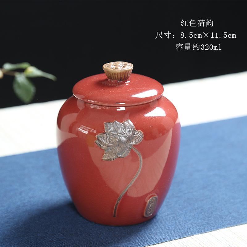 Kreatives Keramik Lotuswellen Keramik Teegefäß Feuchtigkeitsdichte Versiegelte Aufbewahrungsflasche Haushalt Großes Fassungsvermögen Süßigkeiten Aufbewahrungsglas Zuhause