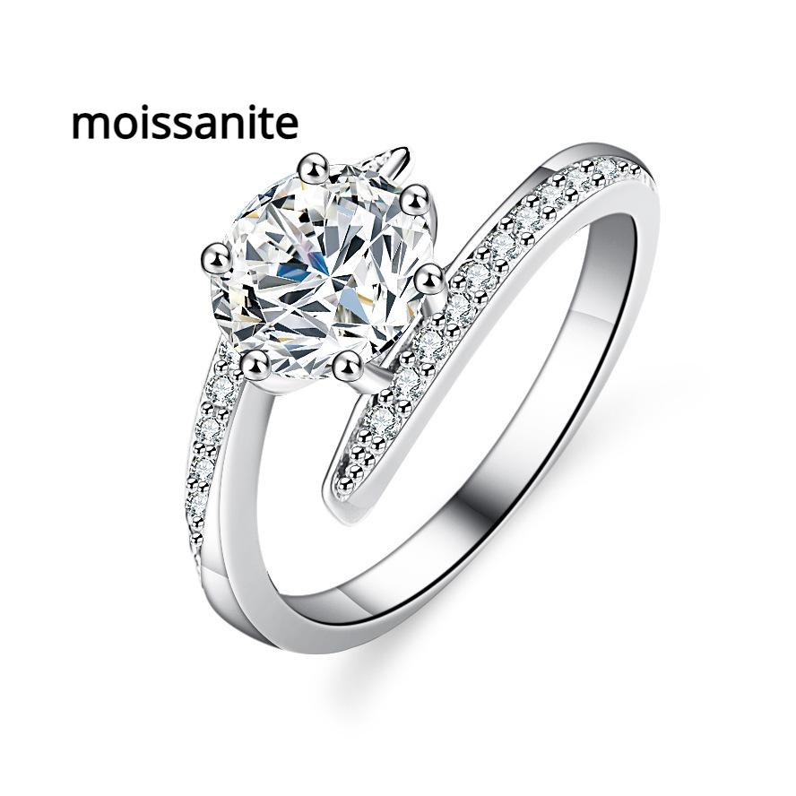 

D цвет 1 карат с бриллиантом из муассанита для женщин, серебро 925 пробы, один карат, кольцо с шестью когтями, обручальное кольцо, предложение, кольцо с бриллиантом, подарок для подруги 9