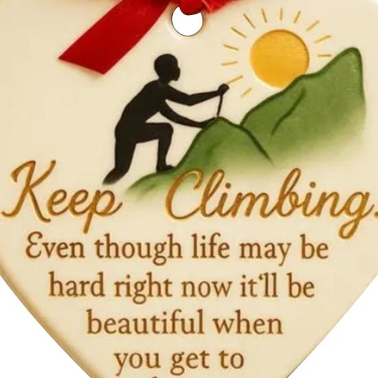 Keep Climbing Heart Ornament Inspirational Heart-Shaped Rock Climb Hanging Ornament for Xmas Tree Keepsake