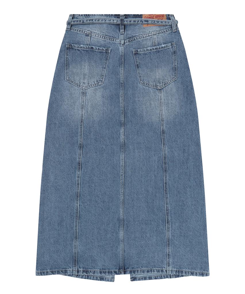 Syupeodeulai W A-Line Denim Maxi Skirt Medium Indigo