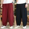 Men's Summer Cotton and Linen Trousers Loose Large Size Tang Pants Chinese Style Harlan Pants Casual Linen Wide-leg Pants Tide