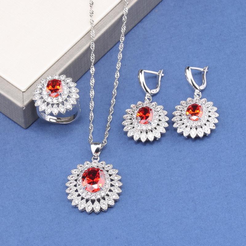 Fine Jewelry For Women Gift Wedding Dress Elegant Luxury Necklace And Clip Earrings Ring Zircon 4-Piece Flower Sets