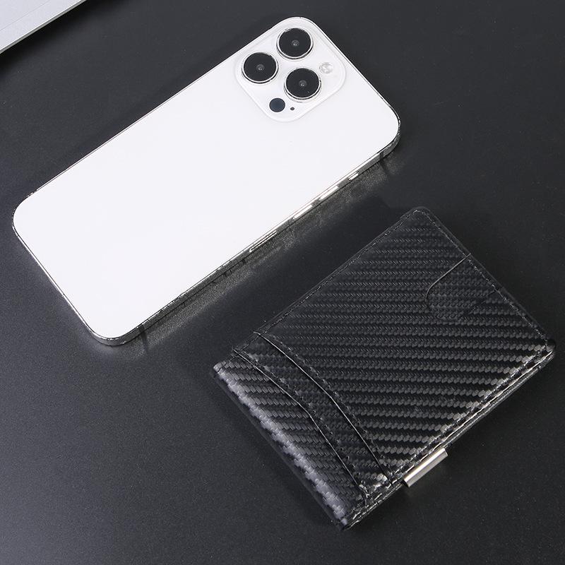 Minimalist RFID Anti-Theft Carbon Fiber Card Holder and Money Clip Wallet