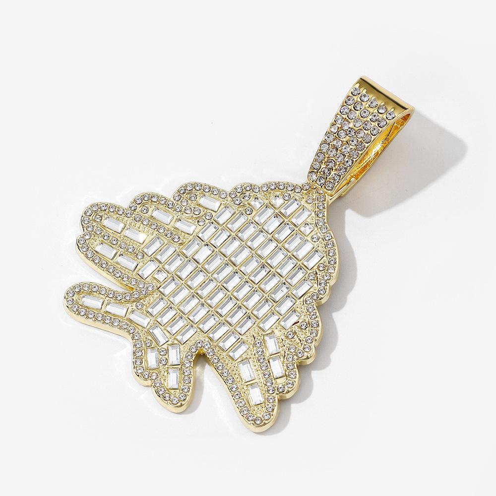 

Мужское хип-хоп ожерелье с кулоном в виде квадратного бриллианта и рождественской елки