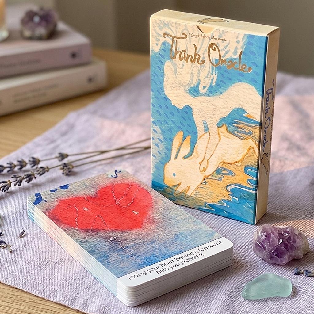 Think Oracle Deck 12*7cm 35 Hand-Painted Cards for Intuition & Emotional Resilience,double-embossed Cardstock