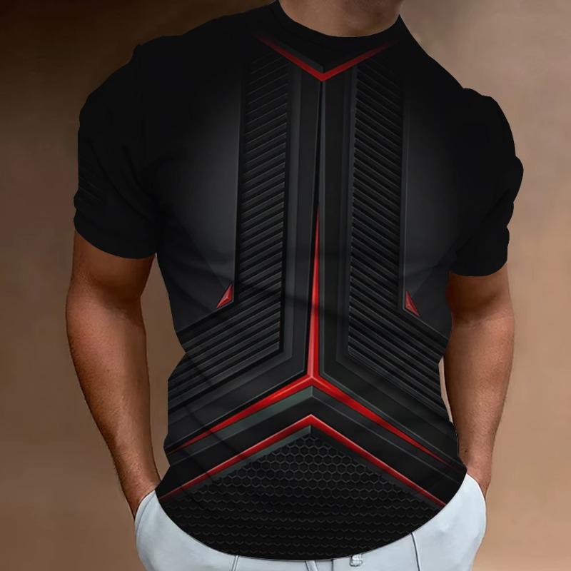 Funny Men's T Shirt Tops 3d Abstract Geometry Print T-Shirt For Men Summer Trend Simple Loose Tee Casual Breathable Man Clothing