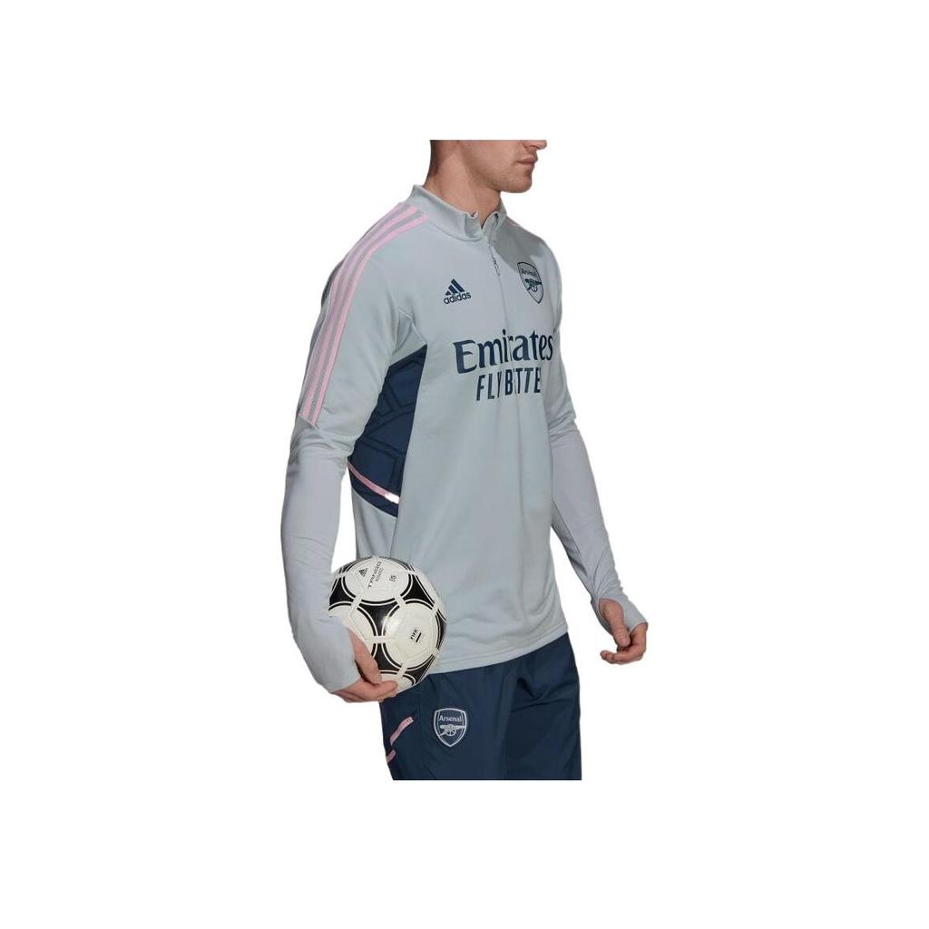 Adidas FW22 Arsenal Football Training Series Logo Letter Print Striped Casual Long Sleeve Jersey Men jersey Silver HA5290