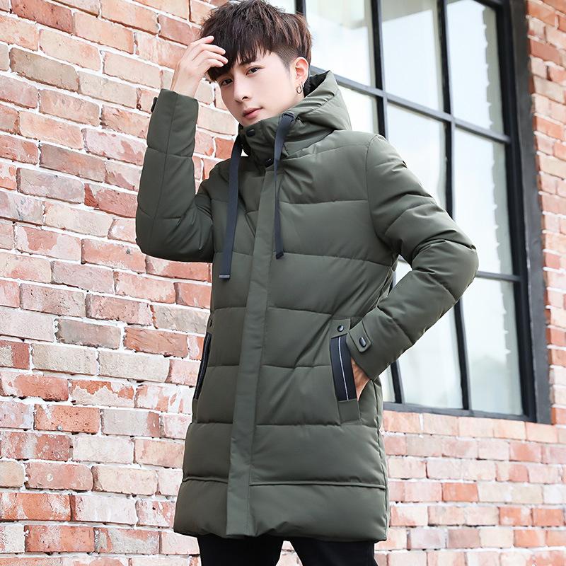 Large Size Men's Jacket Men's Cotton-padded Jacket Medium and Long Casual Hooded Cotton-padded Jacket Men's Thickened Jacket
