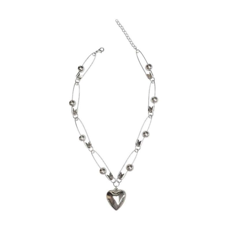 Exquisite Heart Necklace Romantics Metal Neck Chain Y2K Fashion Jewelry Safty Pin Splicing Necklace Women Girl
