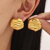 Qiong Yao Niche Irregular Hammered 18K Gold-Plated Pleated Earrings - Fashionable Stainless Steel Design