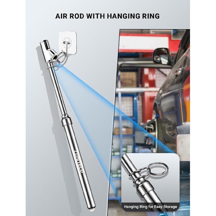 Dual Head Tire Pressure Gauge, Heavy Duty Extension Air Tire Gauge For Tire Pressure Range 10-150PSI 1-10BAR, Straight Foot Dual Head Chuck Auto