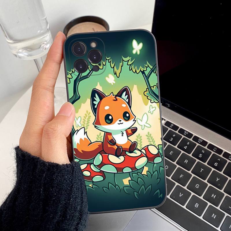 Cartoon Animal Fox Phone Case For iPhone 14 11 12 13 Mini Pro XS Max Cover 6 7 8 Plus X XR SE 2020 Funda Shell