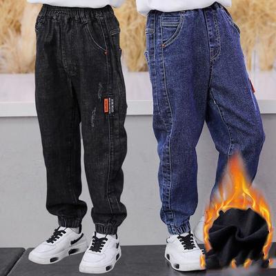 Fashion Boys Letter Jeans Pants Spring Autumn Kids Denim Trousers Casual Clothes For Teenager Boy Loose Sport Pants for 5-12Year
